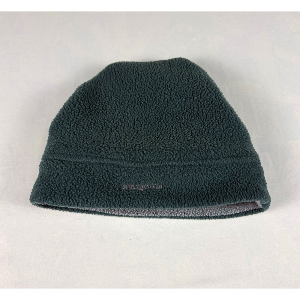 VTG Patagonia Green Fleece Beanie Hat Polyester Solid One Size Unisex Adults